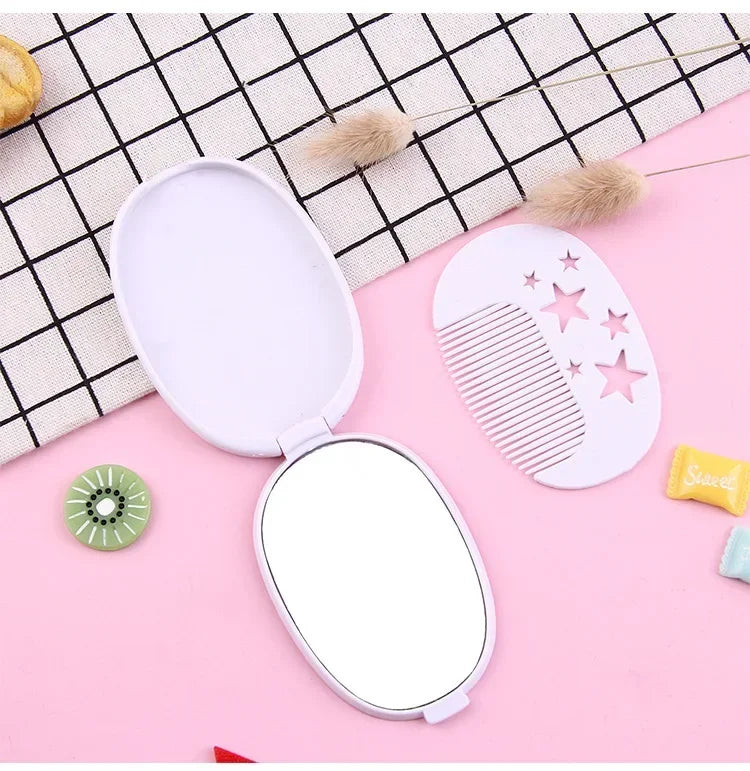 Foldable Double-Sided Compact Makeup Mirror | Cute Cartoon Compact Makeup Mirror QXL A random 1pc