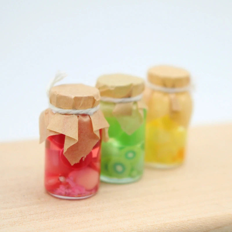 Dollhouse Miniature Fruit Glass Cans | Resin Food Play Model Dollhouse Miniature QXL