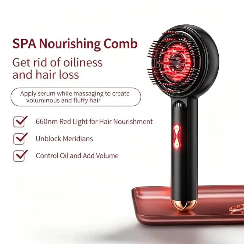 Electric Scalp Massager Comb | 630nm Red Light & Serum Dispenser Scalp Massager Comb QXL