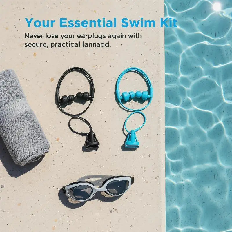Silicone Swimming Earplugs with Lanyard & Nose Clip | 1 Pair Swimming Earplugs QXL