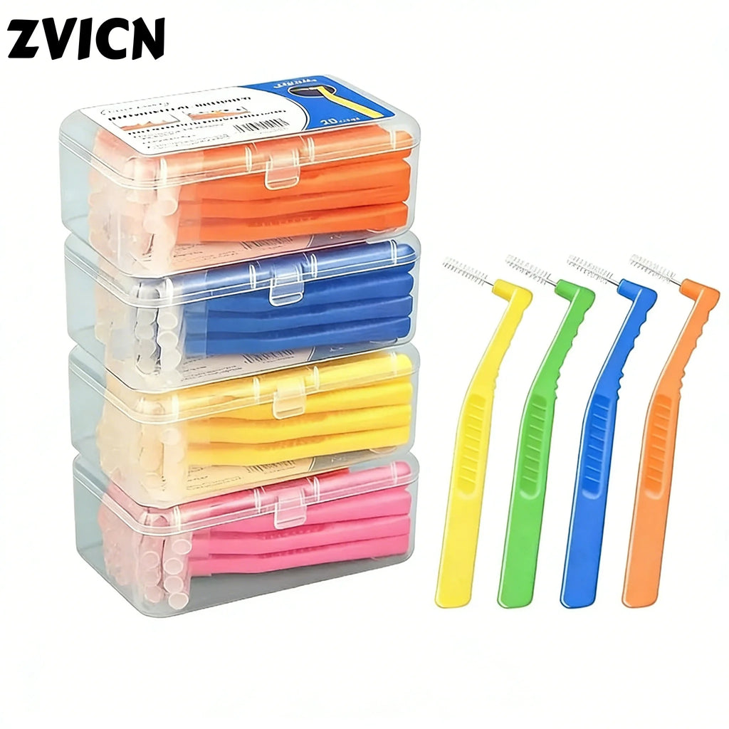 20-Pack Angled Interdental Brushes – Soft Bristles for Braces Interdental Brush QXL