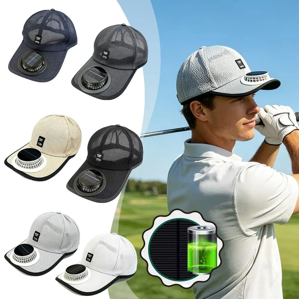 Solar USB Cooling Fan Hat | UV Sun Protection Mesh Cap Cooling Fan Hat QXL