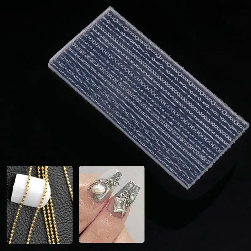 15-Pc 3D Chain Silicone Nail Art Mold | DIY Charm Carving Template Silicone Nail Mold QXL