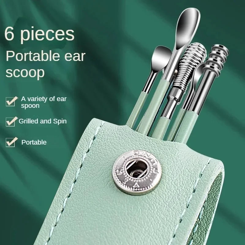 6-Piece Stainless Steel Ear Pick & Earwax Remover Set Ear Care Tool Set QXL