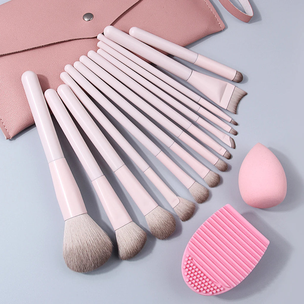 16-Pc Professional Makeup Brush Kit with Bag, Sponge & Cleaner Makeup Brush Set QXL