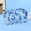 Large Capacity Floral Transparent PVC Pencil Case | Waterproof Pencil Case QXL Blue