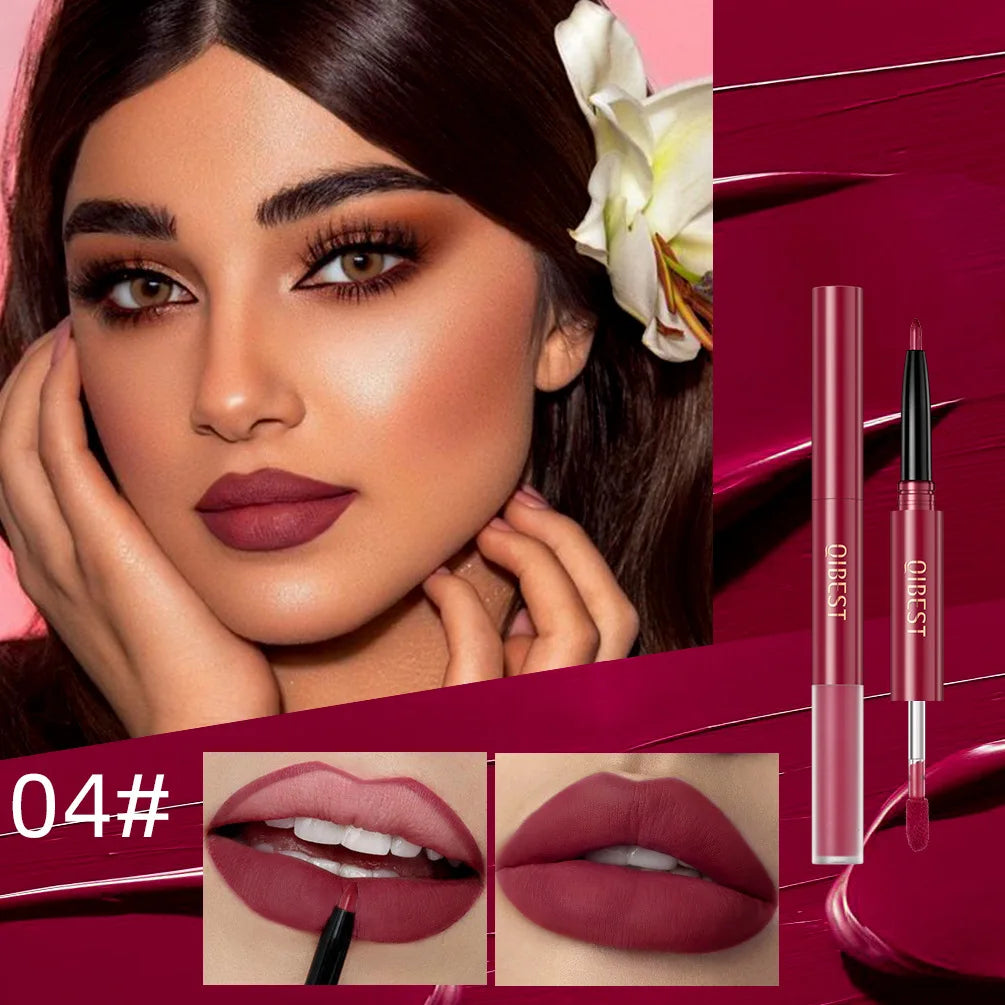 2-in-1 Lip Liner & Gloss Pencil | Long-Lasting Matte Finish Lip Liner Pencil QXL