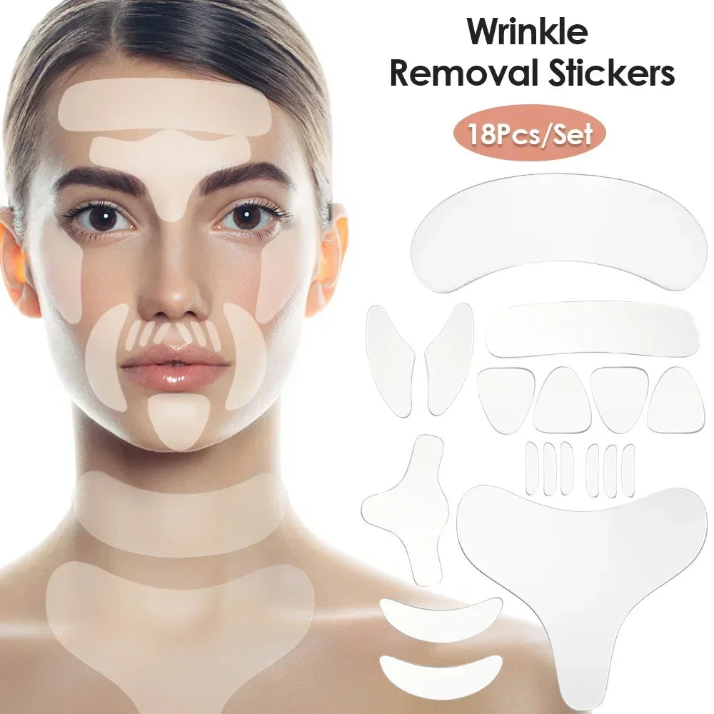 Reusable Silicone Anti-Wrinkle Patches | Face, Neck & Eye Silicone Wrinkle Patches QXL 18Pcs Set China Mainland