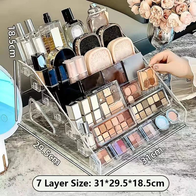 Multi-Layer Transparent Makeup Organizer & Cosmetic Rack Makeup Storage Rack QXL 7 layer