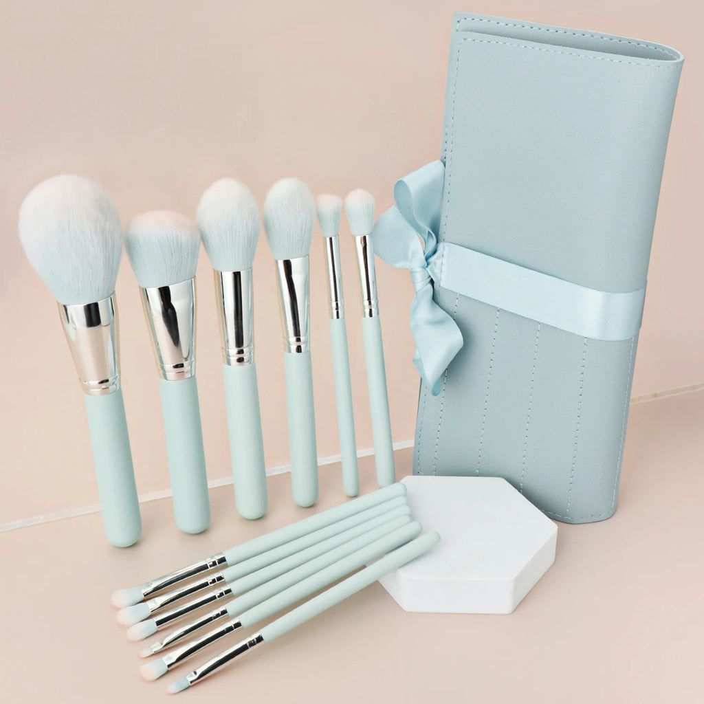 12-Pc Light Blue Makeup Brush Set + Bag | Ronshadow Makeup Brush Set QXL