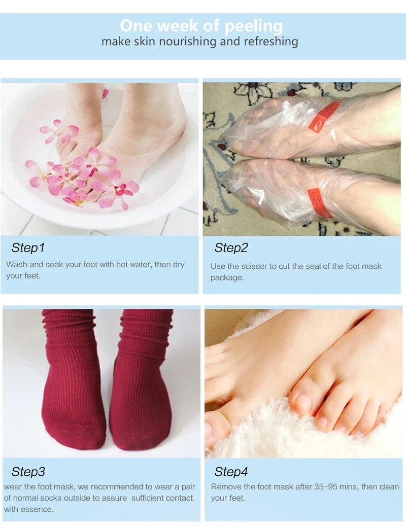 6-Pack Exfoliating Foot Peel Mask | Dead Skin Remover Spa Socks Foot Peel Mask QXL