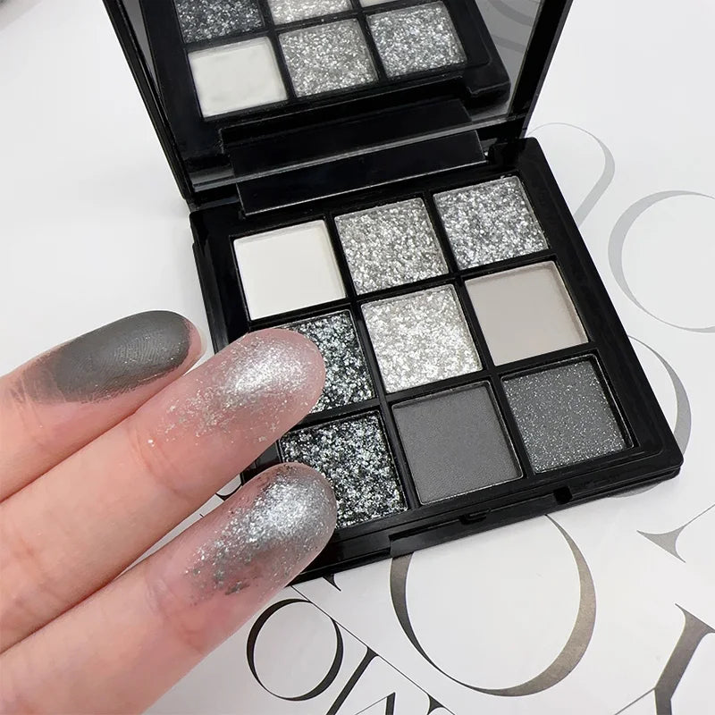 VERONNI Black Swan 9-Color Glitter Smoky Eyeshadow Palette Eyeshadow Palette QXL