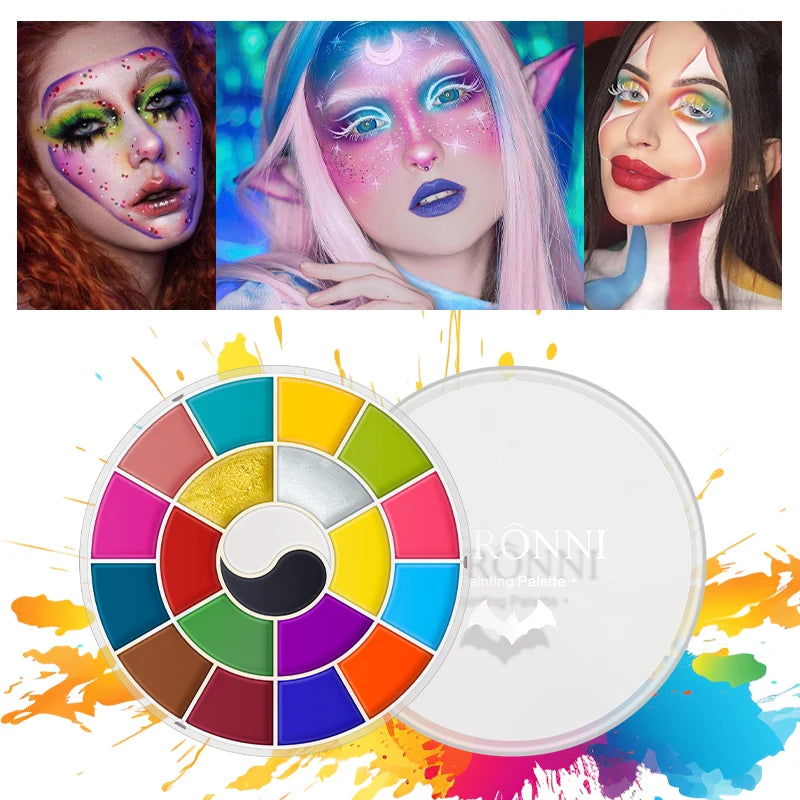 20-Color Face & Body Paint Palette | Halloween & Cosplay Makeup Face & Body Paint QXL 20 colors