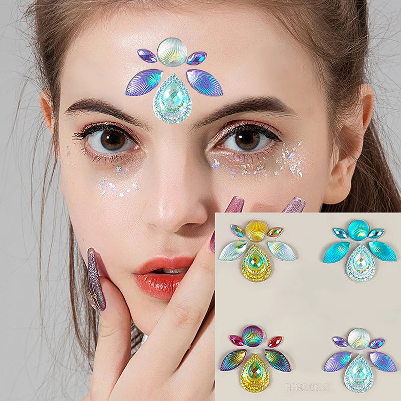 3D Face Rhinestone Crystal Stickers | Body Art Jewels Face Jewel Stickers QXL