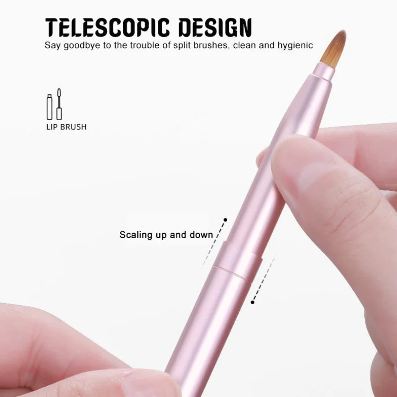 Retractable Double-Ended Lip Gloss Brush with Protective Cap Lip Makeup Brush QXL