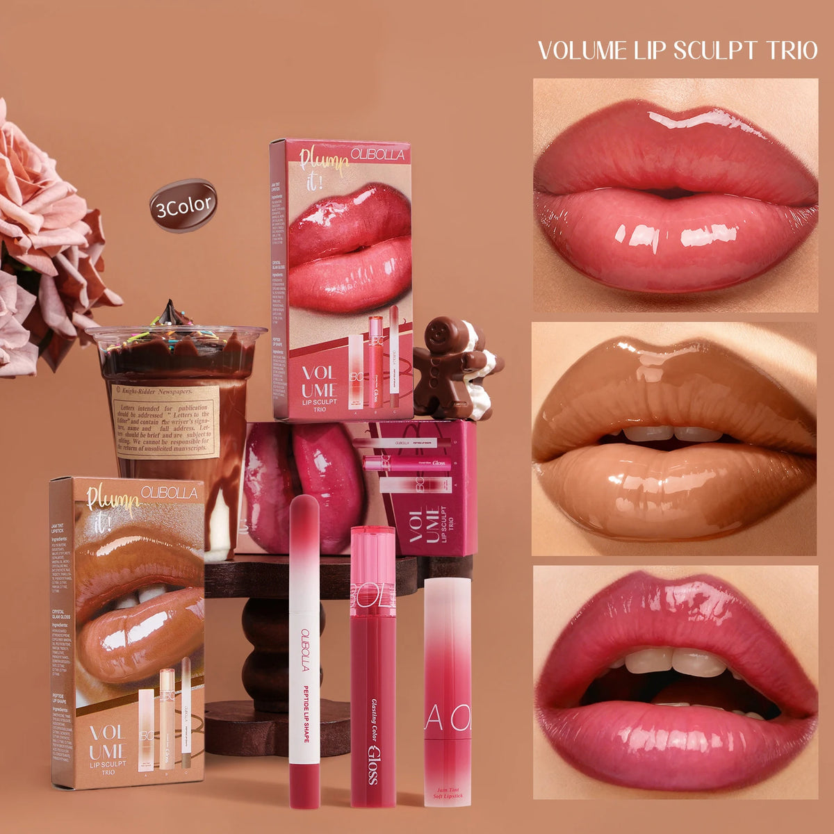 3-Pack K-Beauty Lip Gloss Set | Mirror Shine & Glasting Gloss Lip Gloss Set QXL
