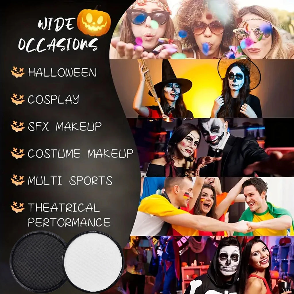 Black & White Face & Body Paint | Halloween Cosplay Stage Makeup Face & Body Paint QXL