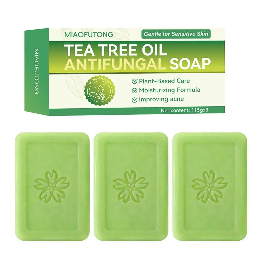 3-Pack Tea Tree Oil Bar Soap | Deep Cleanse Oily Sensitive Skin Cleansing Bar Soap QXL 3PCS CN