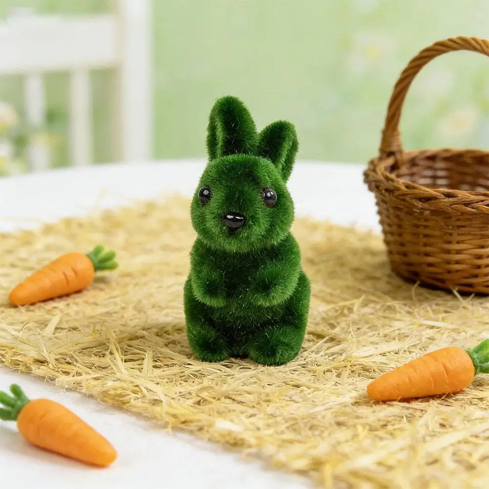 Moss Bunny Figurine | Green Easter Rabbit Decor (1 or 2 Pack) Decorative Figurine QXL