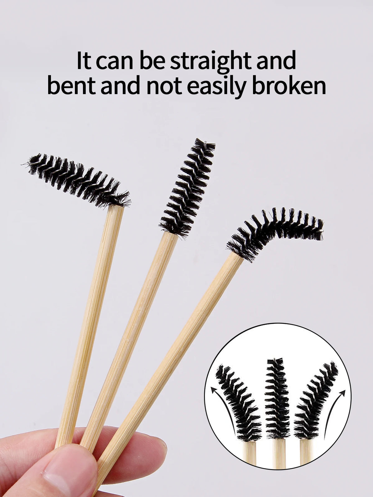 50-Pack Bamboo Mascara Wands & Eyelash Comb Applicators Mascara Wand Set QXL