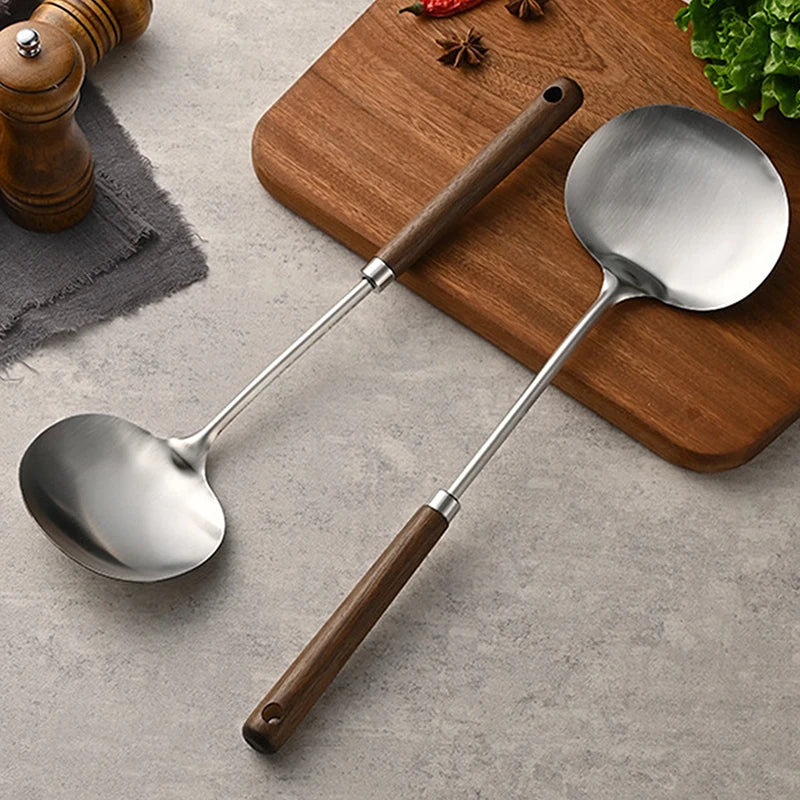 Stainless Steel Wok Spatula with Walnut Handle | 3 Sizes Wok Spatula QXL