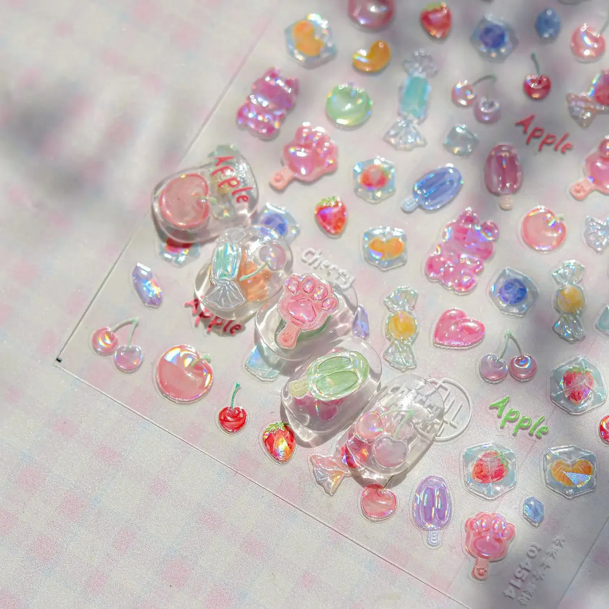 5D Kawaii Nail Art Stickers | Jelly Dessert & Heart Decals Nail Art Stickers QXL