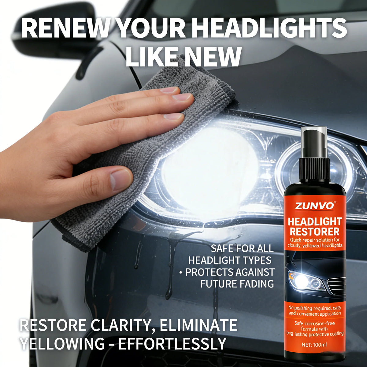 Car Headlight Restorer Spray – Clears Cloudy & Yellow Lenses Headlight Restorer Spray QXL Default Title