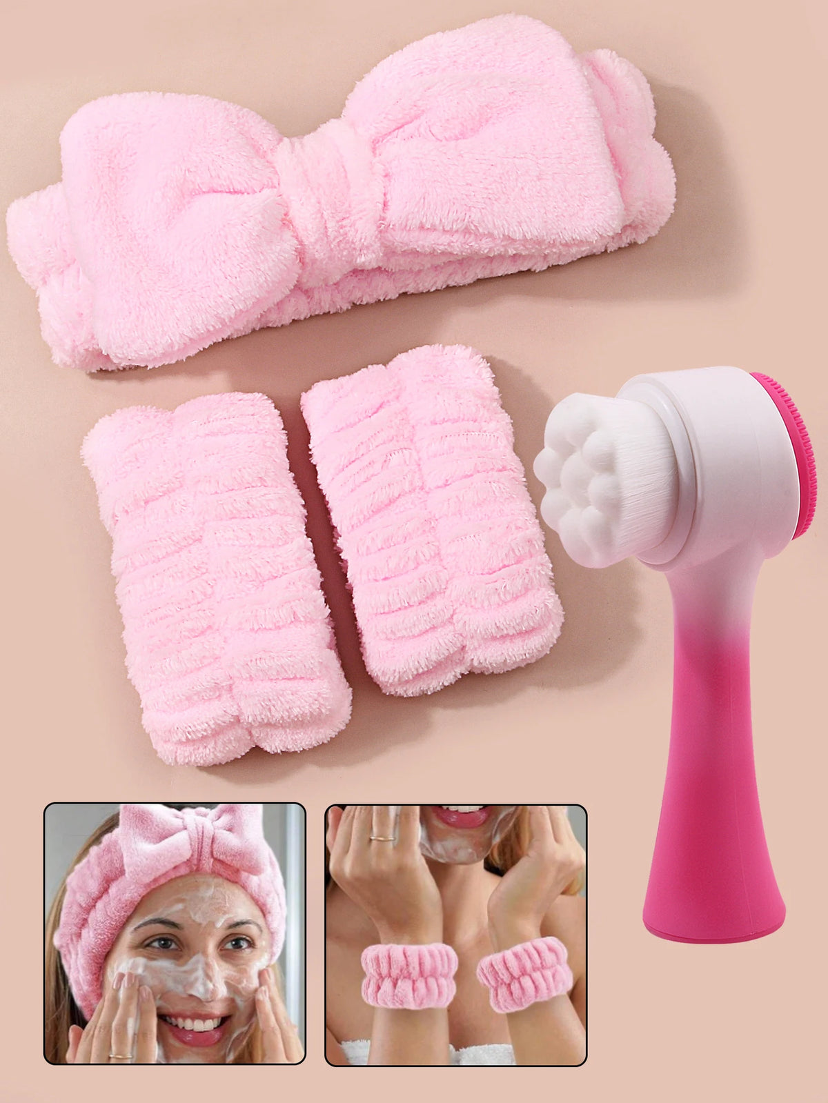 15-Piece Pink Makeup Set | Puffs, Blending Eggs & Face Brushes Makeup Applicator Set QXL