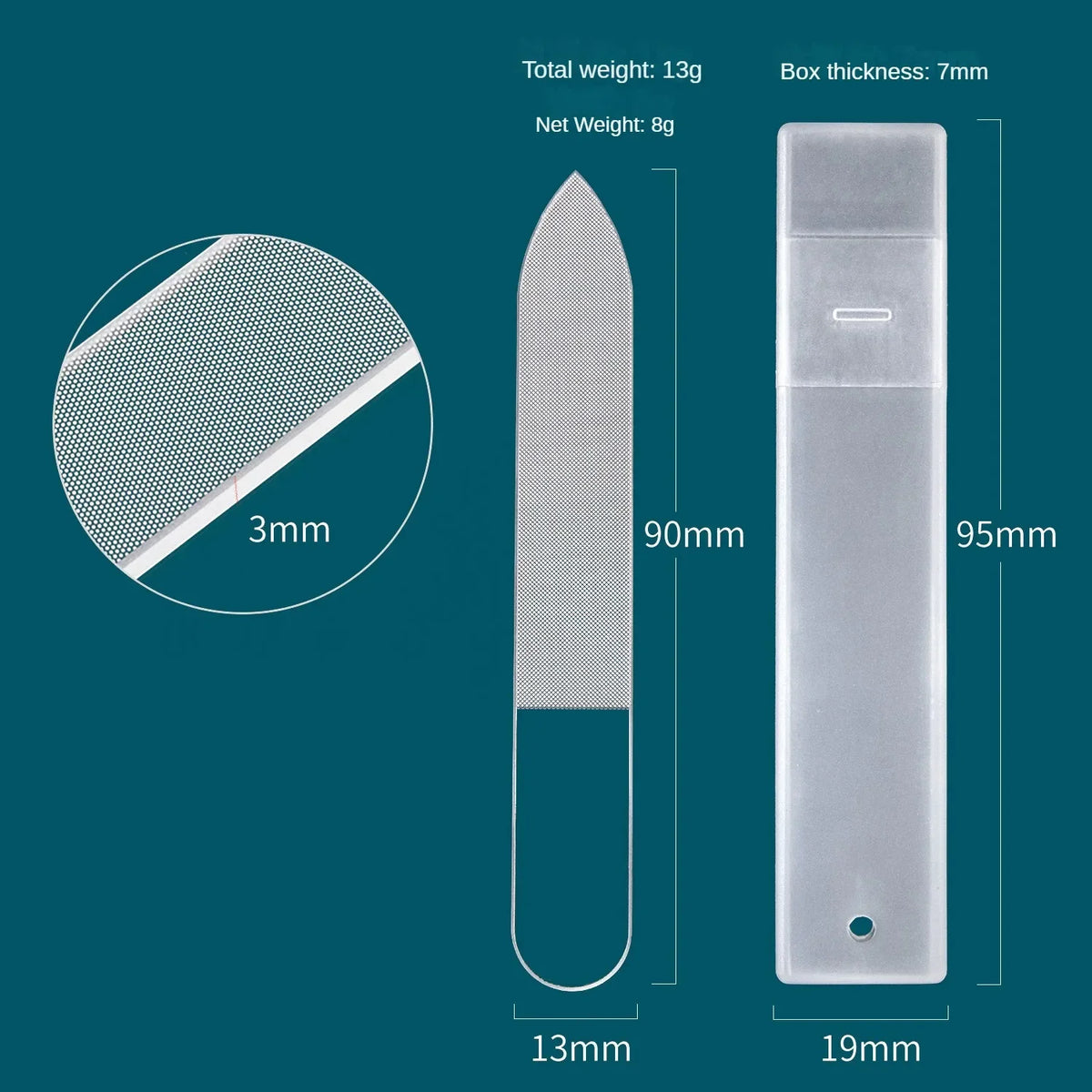 VVOCCI Nano Glass Nail File with Case | Manicure Tool Glass Nail File QXL Pointed