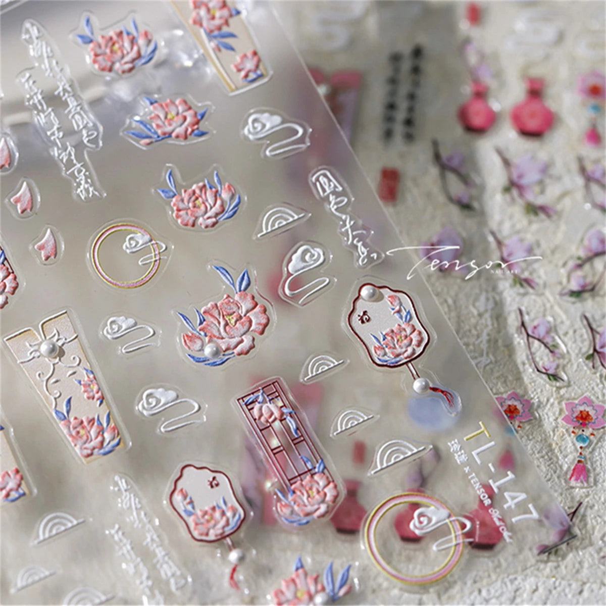 5D Chinese Lotus Flower Nail Art Stickers | Self-Adhesive Decals Nail Art Stickers QXL