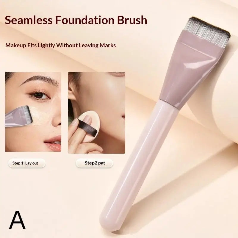 Foundation Brush, Mixing Palette & Powder Puff Set | 3-Piece Makeup Brush Set QXL A