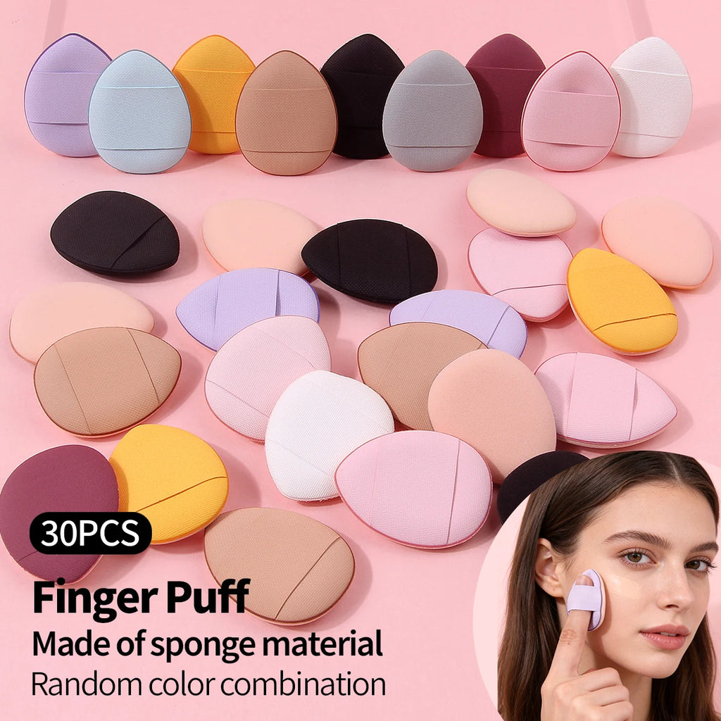 30-Pack Mini Finger Powder Puffs | Non-Slip Makeup Sponge Set Makeup Sponge Puffs QXL