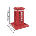 Red Telephone Box Wooden Bird Feeder | Hangable Garden Décor Decorative Bird Feeder QXL Red