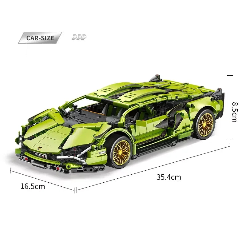 1:14 Scale Racing Car Building Blocks Set | Technical Model Kit Building Blocks Model Kit QXL 1000PCS GREEN-5