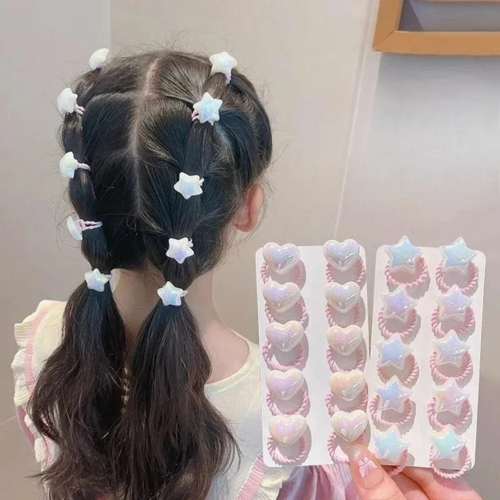 10-Pack Cute Elastic Hair Ties for Girls | Korean Ponytail Set Elastic Hair Ties QXL