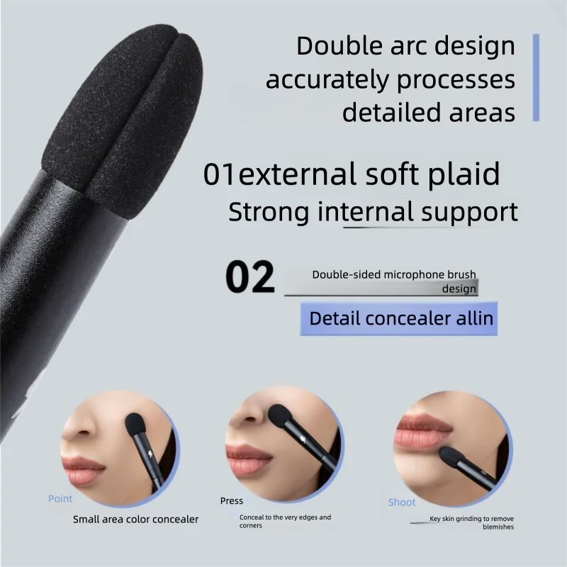 2-Piece Sponge Concealer Brush Set | Round Head & Finger Pad Concealer Brush Set QXL