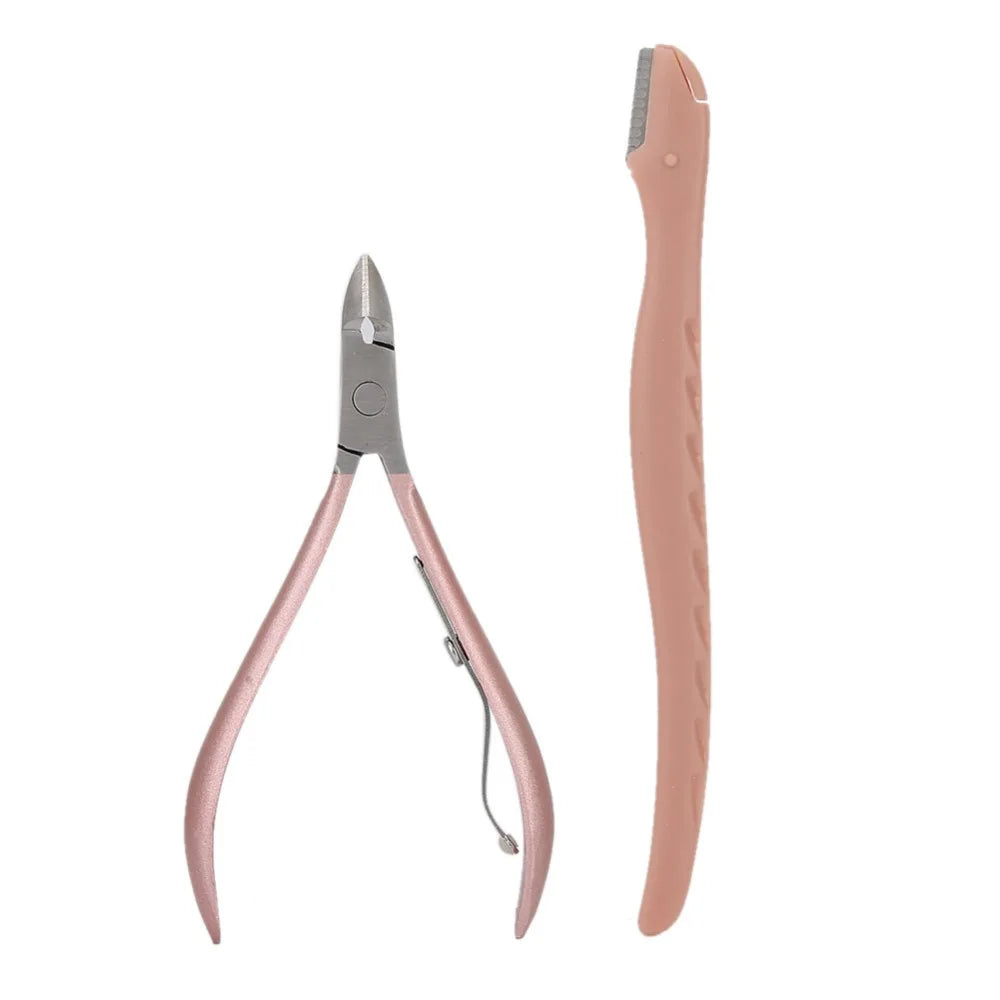 18-Pc Rose Gold Stainless Steel Nail Clipper Set & PU Case Nail Care Kit QXL