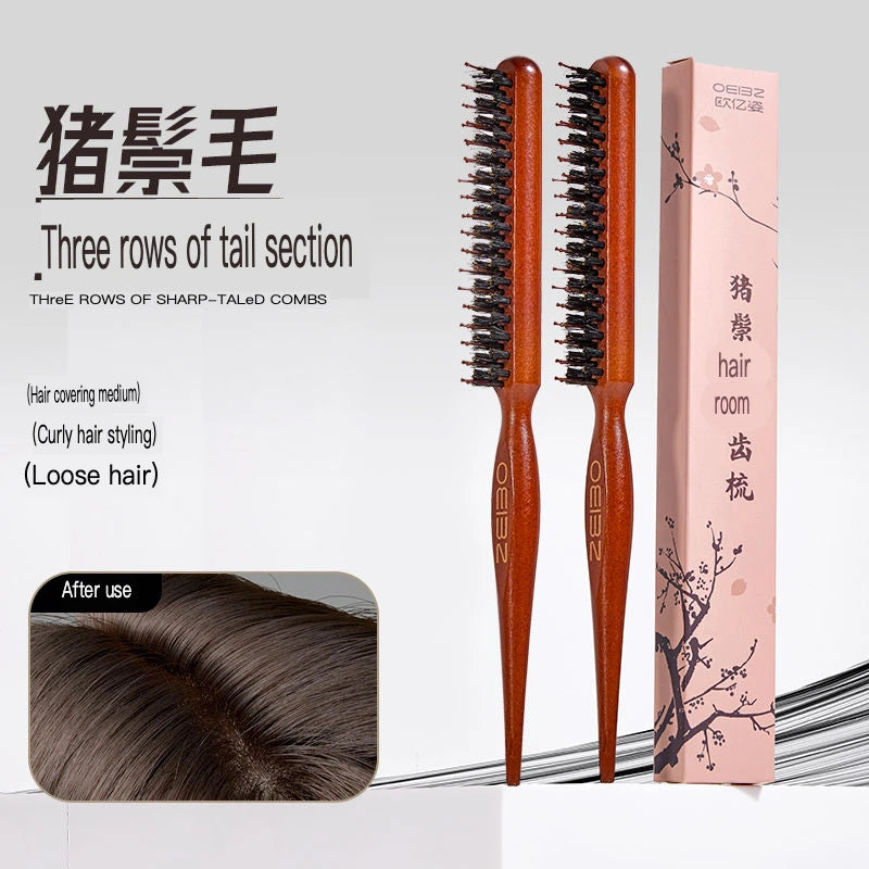 Wood Three-Row Teasing Comb | Anti-Static Fluffy Hair Styling Hair Teasing Comb QXL Two pieces