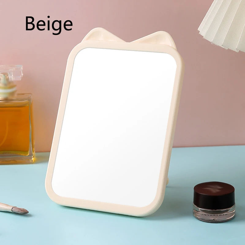 Cat Ear HD Makeup Mirror | Hanging & Desktop Vanity Mirror Vanity Makeup Mirror QXL Beige