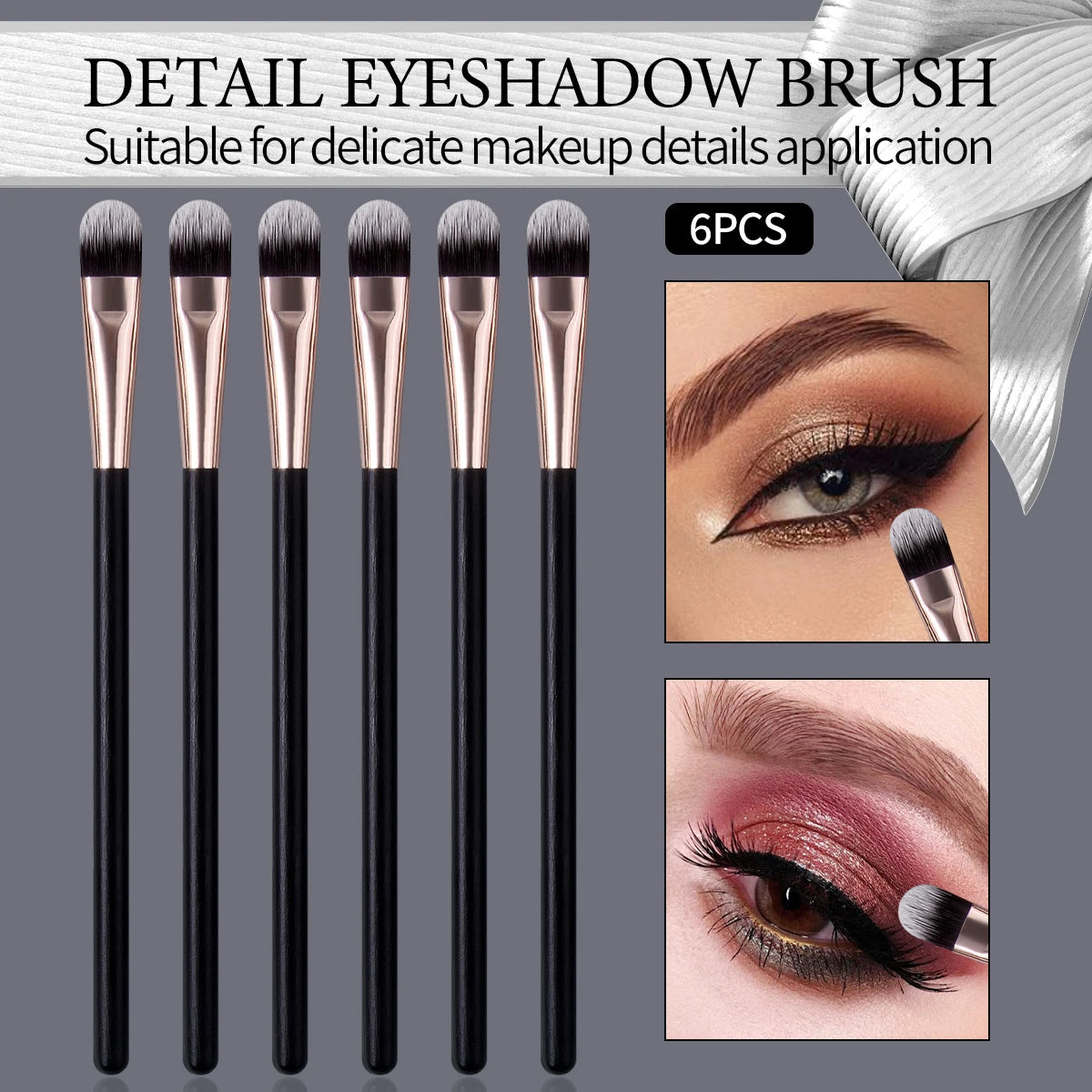 KOSSHOW 6-Pc Eyeshadow Detail Brush Set | Wood Handles Eyeshadow Brush Set QXL black
