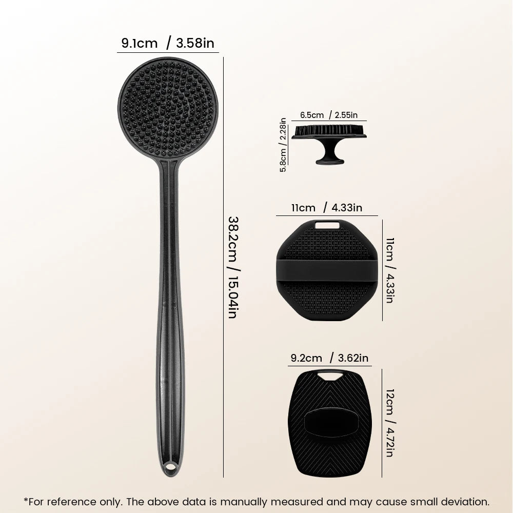 5-Piece Silicone Exfoliating Body & Scalp Brush Set Silicone Bath Brush Set QXL