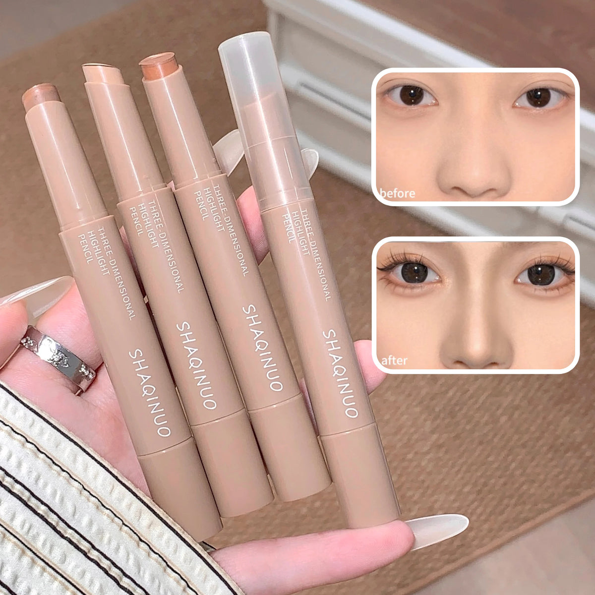 3D Nose Contour Stick | Matte Cream Bronzer & Sculpting Pen Facial Contour Stick QXL