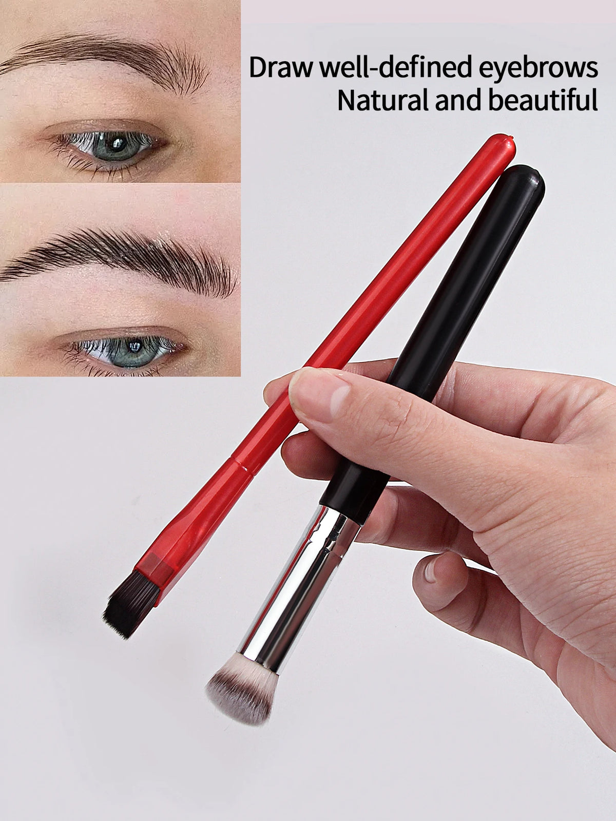 2-Pc Concealer & Angled Eyebrow Brush Set | Contour Kit Makeup Brush Set QXL