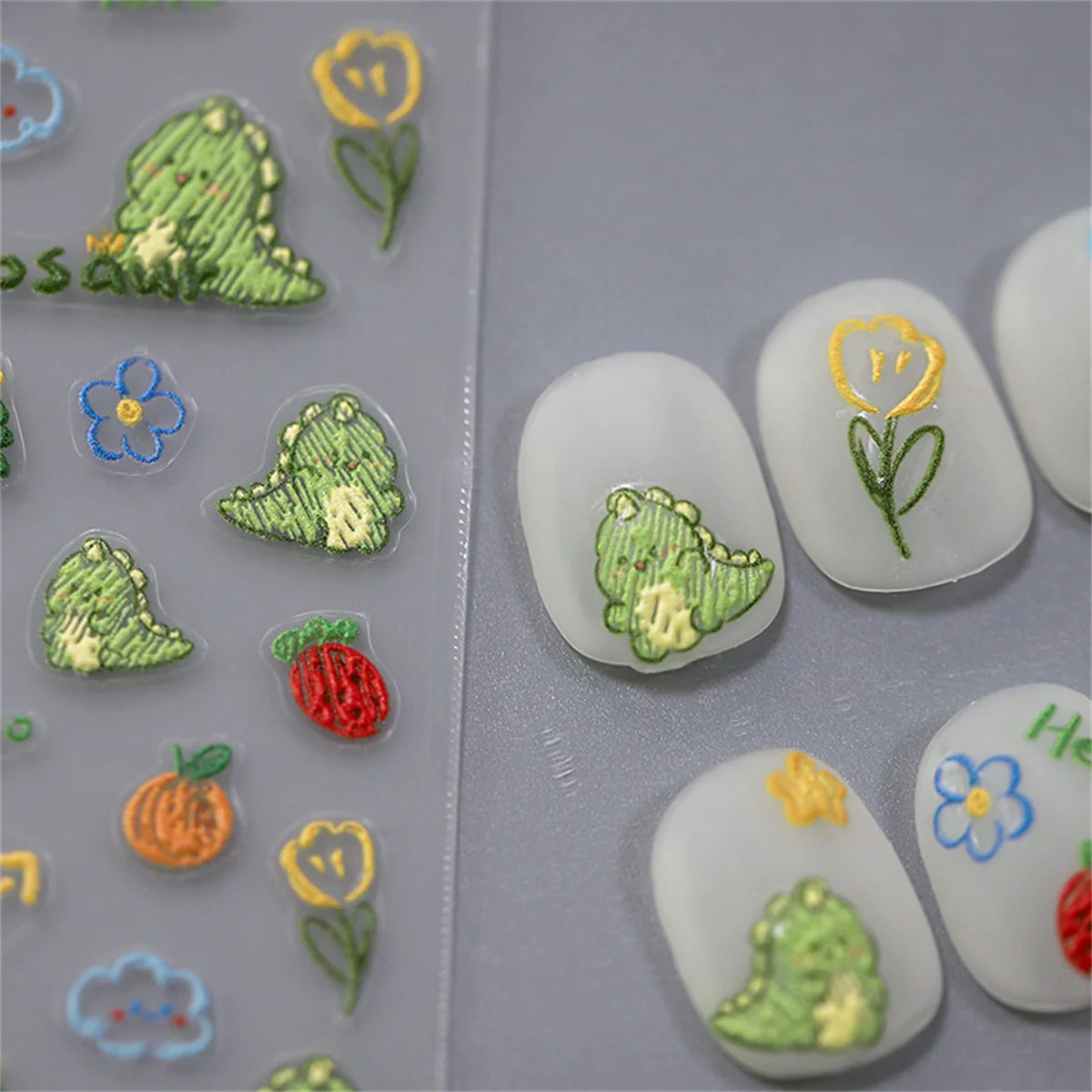 5D Kawaii Dinosaur Nail Art Stickers | Self-Adhesive Decals Nail Art Stickers QXL