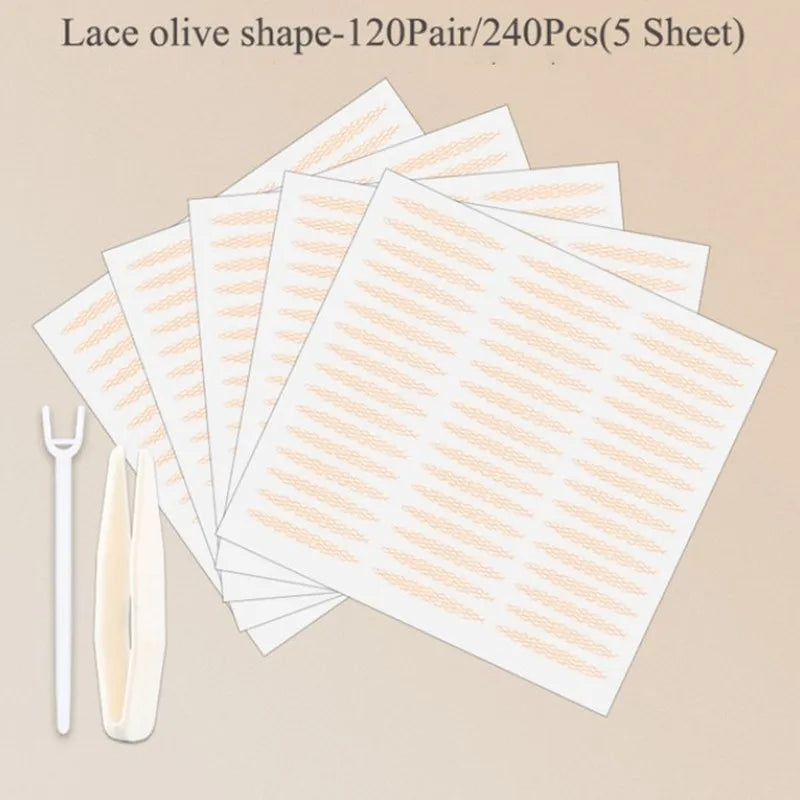 Invisible Double Eyelid Tape Strips 240–600 Pcs | Clear & Gray Eyelid Tape Strips QXL 240Pcs Olive Shape