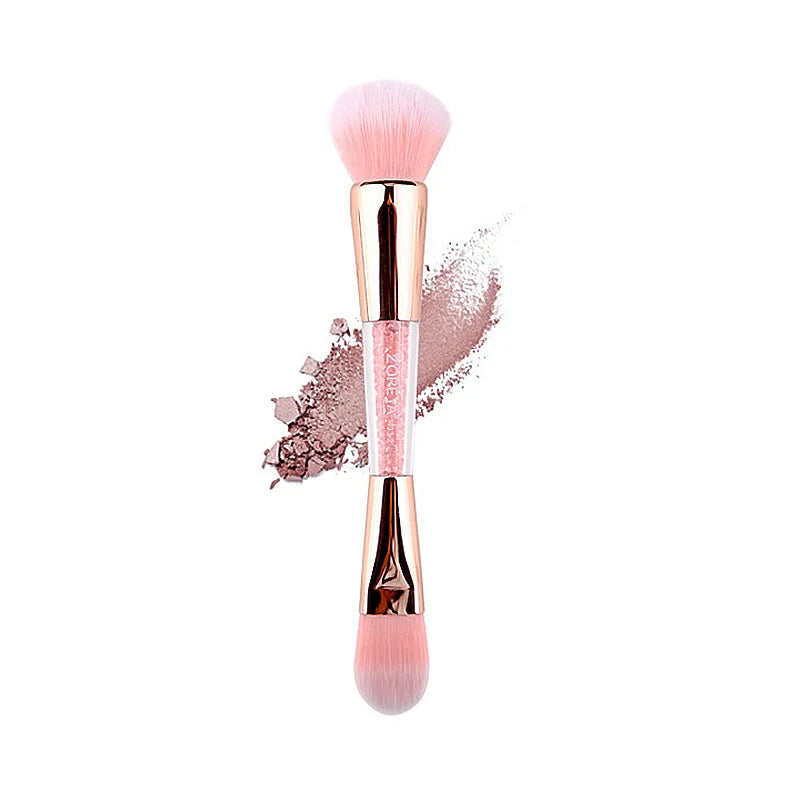 Double-Ended Blush & Contour Brush | Soft Acrylic Handle Makeup Brush QXL