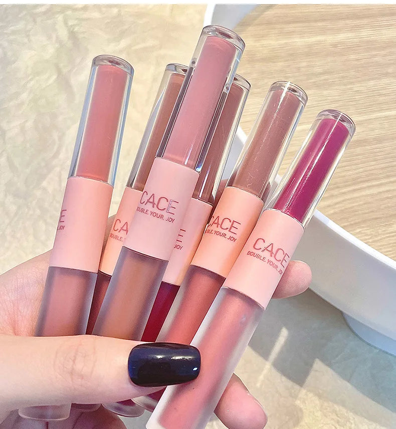 Maxfine Double-End Lip Gloss | Matte Velvet & Mirror Finish Lip Gloss QXL