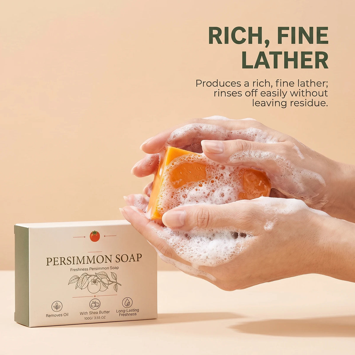 Persimmon Body Soap | Moisturizing, Brightening & Fresh Scent Moisturizing Bar Soap QXL