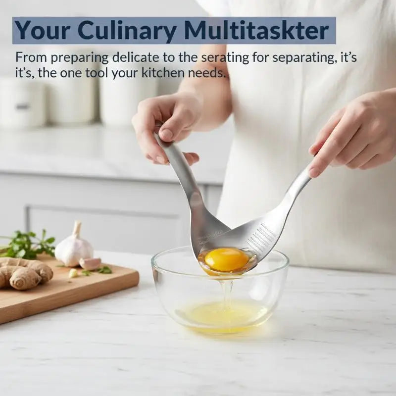 Slotted Spoon with Garlic Grinder | 304 Stainless Steel Kitchen Tool Kitchen Spoon Grinder QXL