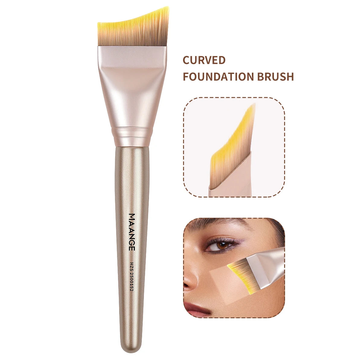 MAANGE Curved Foundation Brush – Soft Synthetic Concealer Tool Foundation Makeup Brush QXL Gold